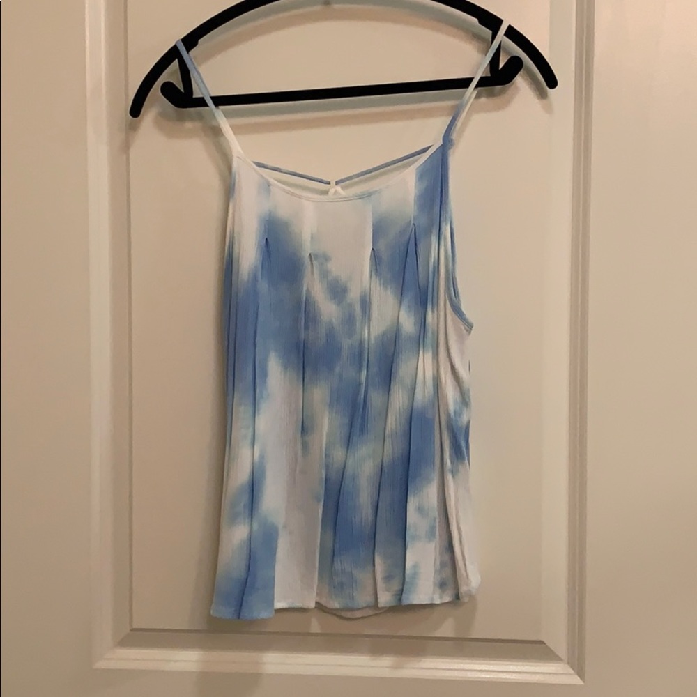 Spaghetti strap blue & white tie dye top